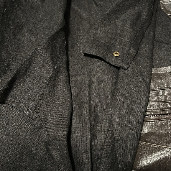 Artists and Revolutionaries Linen & Leather Jacket, Black - Picture 9 of 16